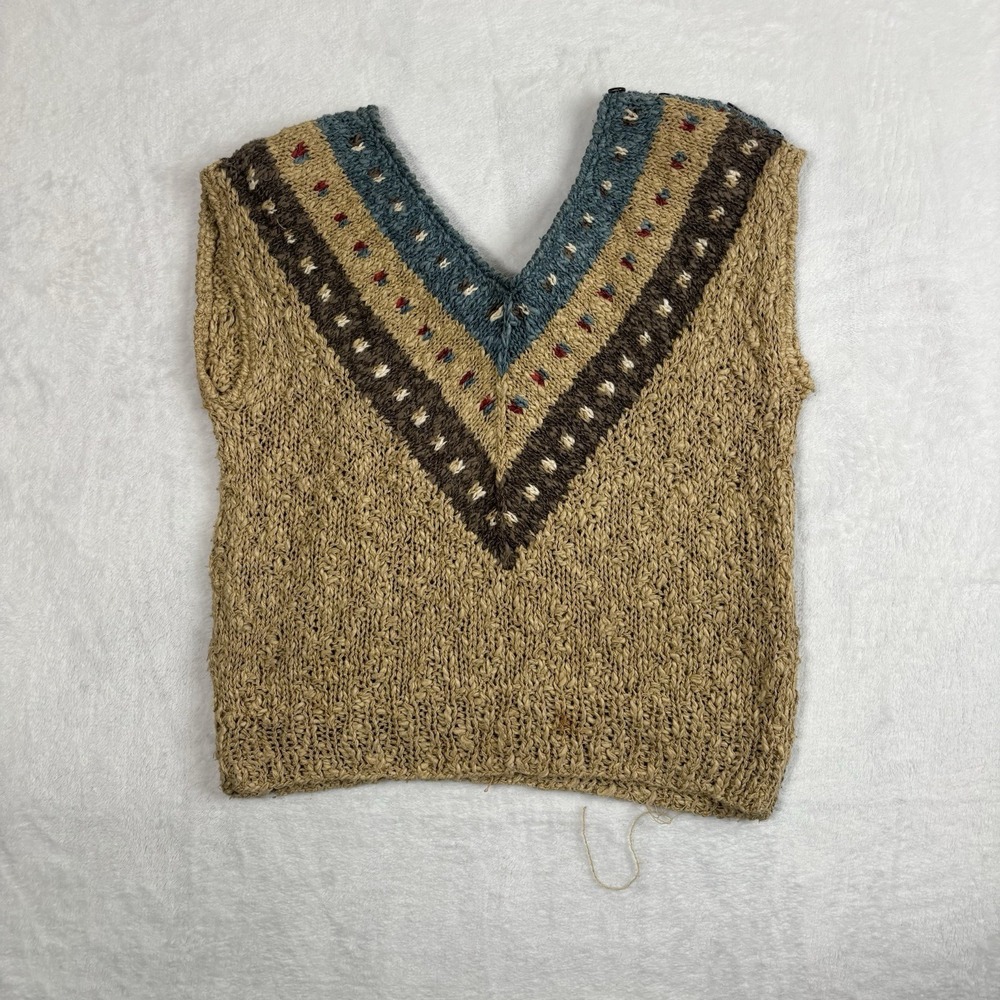 VTG Liz Claiborne Knit V-Neck Sleeveless Sweater Linen Women's Small Boho Hippy‎